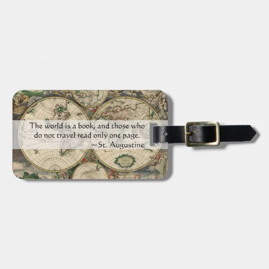 Welt ist ein Buch und die, die nicht Zitat reisen Gepäckanhänger (Vorderseite horizontal)
