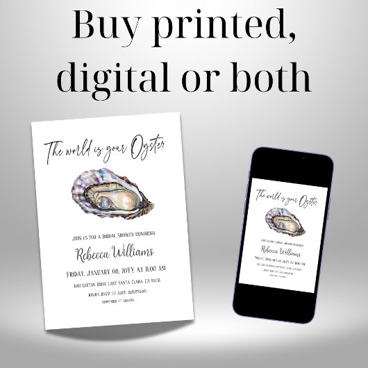 Welt ist Ihr Oyster Pearl Brautparty Einladung