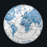 Welt ist Kunst-Blau - Kinder Dartscheibe<br><div class="desc">Die Weltkarte kennzeichnet bedeutende Städte und Großstädte und enthält auch die Hügel- und Seeschattierung und lässt die Welt,  weg von der Karte in Richtung zu Ihnen zu springen! Der helle blaue Farbton und der funky Schriftart macht es passend für Kinder.</div>