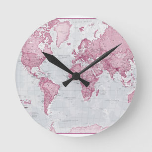 Welt ist Kunst - Rosa Runde Wanduhr