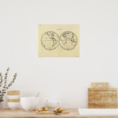 Welt-Kontur-Doppelhemisphäre Poster (Küche)