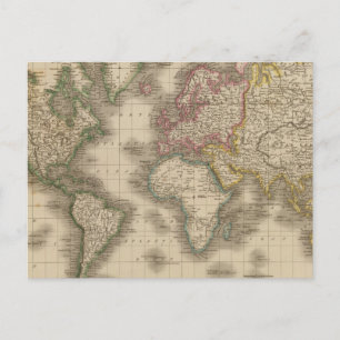 Welt, Mercators Projektion 2 Postkarte