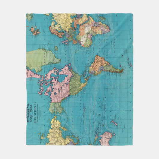 Welt, Mercators Projektion Fleecedecke (Vorderseite)