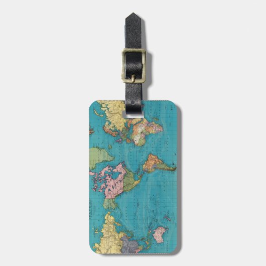 Welt, Mercators Projektion Gepäckanhänger (Vorderseite vertikal)