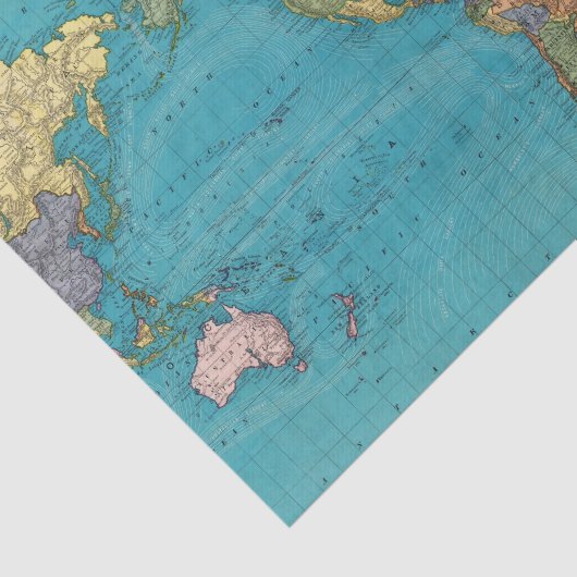 Welt, Mercators Projektion Seidenpapier (Ausschnitt)