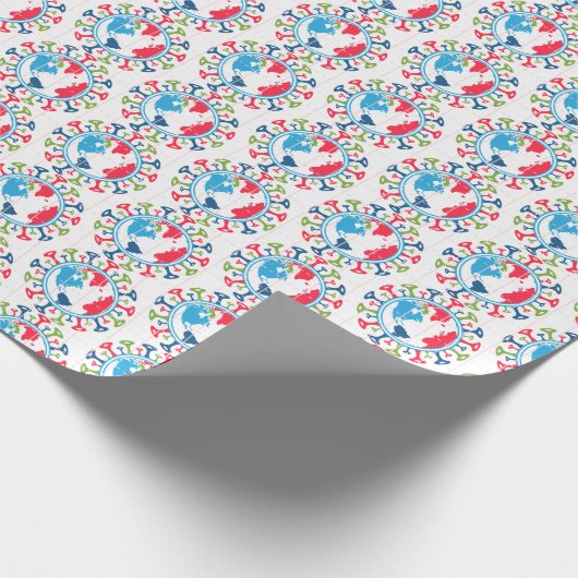 Welt mit dem Corona-Virus Geschenkpapier (Ecke)