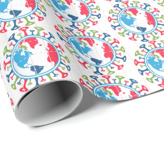 Welt mit dem Corona-Virus Geschenkpapier (Rolleneckpunkt)