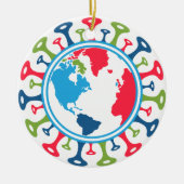 Welt mit dem Corona-Virus Keramik Ornament (Vorne)