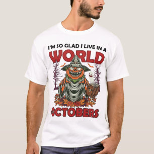 Welt Oktober Halloween Kürbis Hexe Geist Zauber T-Shirt