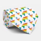 Welt Regenbogen 2 Muster weiß - Krawatte (Gerollt)