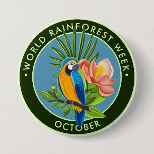 Welt-Regenwald-Woche, Papagei, Hibiskus Button