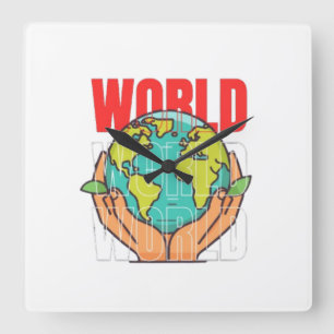 Welt – Reise-Abenteuer-Globus-Design Quadratische Wanduhr