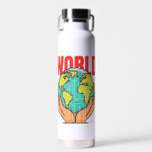 Welt – Reise-Abenteuer-Globus-Design Trinkflasche (Vorne)