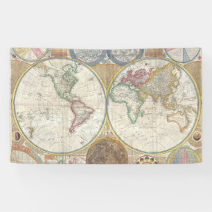 Welt Reisekarte Antike Vintage Geographie Banner