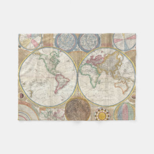 Welt Reisekarte Antike Vintage Geographie Fleecedecke