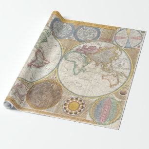 Welt Reisekarte Antike Vintage Geographie Geschenkpapier
