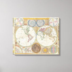 Welt Reisekarte Antike Vintage Geographie Leinwanddruck