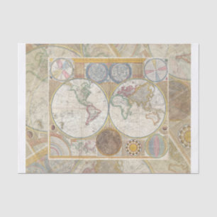 Welt Reisekarte Antike Vintage Geographie Seidenpapier