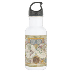 Welt Reisekarte Antike Vintage Geographie Trinkflasche