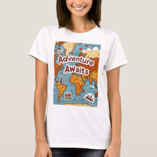 Welt-Reisekarte mit Zitat T-Shirt