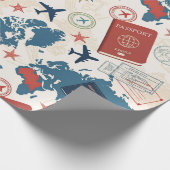 Welt Reisekarte Muster Geschenkpapier (Ecke)