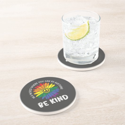 Welt sei freundlicher Regenbogen Getränkeuntersetzer (Seite)