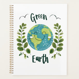 Welt-Umwelt - Erde lächeln mit grüner Erde Planer