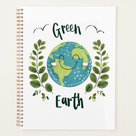 Welt-Umwelt - Erde lächeln mit grüner Erde Planer (Vorderseite)