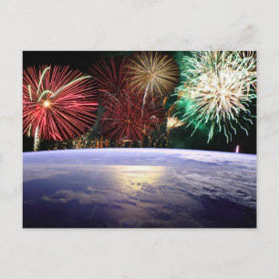 Welt und Feuerwerk, Ansicht der Erde, ZSSG Postkarte