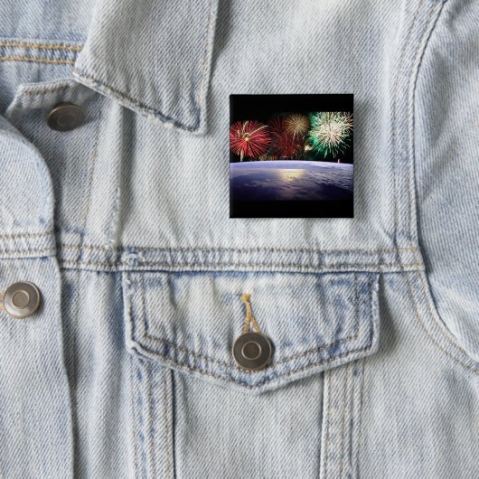 Welt und Feuerwerke Button (Beispiel)