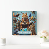 Weltagentag Quadratische Wanduhr (Zuhause)