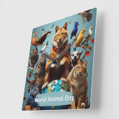 Weltagentag Quadratische Wanduhr (Winkel)