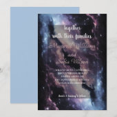 Weltall Lila Galaxie-Hochzeit Einladung (Vorne/Hinten)