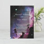 Weltall Lila Galaxie-Hochzeit Einladung (Stehend Vorderseite)