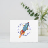 Weltall Rakete Raumschiff Comic Flugkörper Postkarte (Stehend Vorderseite)