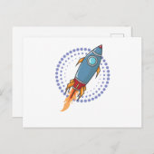 Weltall Rakete Raumschiff Comic Flugkörper Postkarte (Vorne/Hinten)