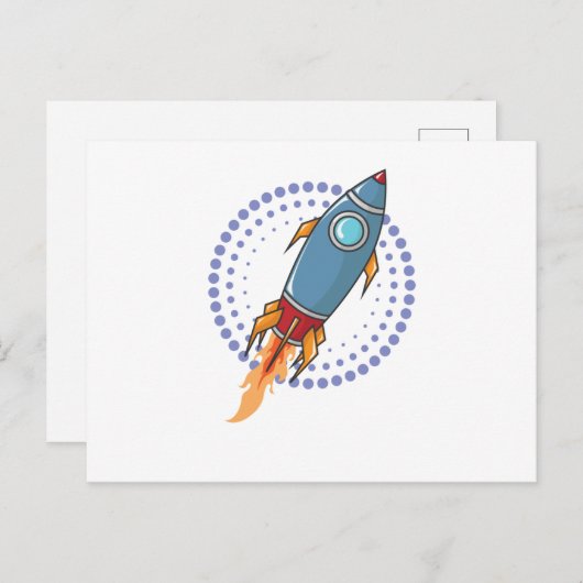 Weltall Rakete Raumschiff Comic Flugkörper Postkarte (Vorne/Hinten)