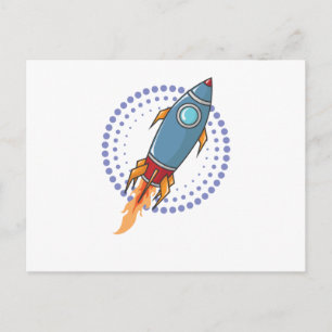 Weltall Rakete Raumschiff Comic Flugkörper Postkarte