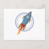 Weltall Rakete Raumschiff Comic Flugkörper Postkarte (Vorderseite)