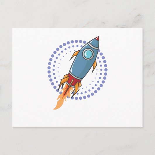 Weltall Rakete Raumschiff Comic Flugkörper Postkarte (Vorderseite)