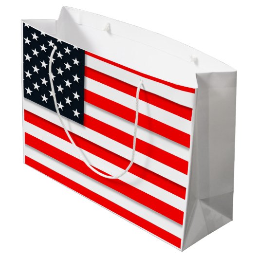 Weltamerikanische Flagge USA Große Geschenktüte (Rückseite Schrägansicht)
