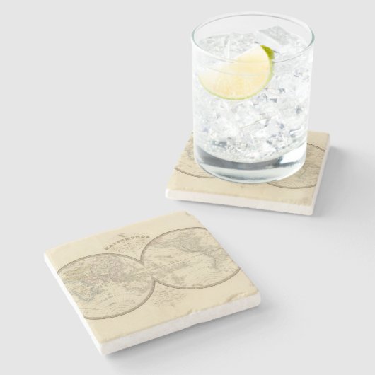 Weltatlas-Karte Steinuntersetzer (Seitenansicht)