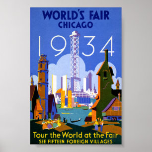 Weltausstellung Chicago 1934 Vintage-Reiseposter Poster