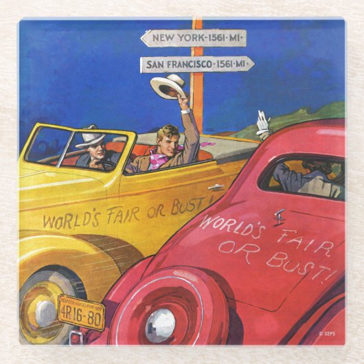 Weltausstellung oder Fehlschlag Glasuntersetzer (Vorderseite)