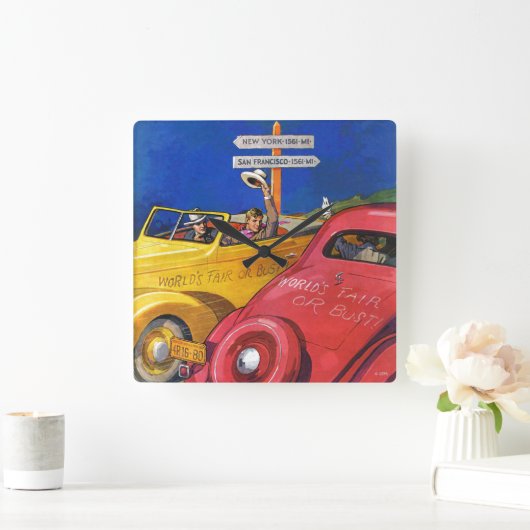 Weltausstellung oder Fehlschlag Quadratische Wanduhr (Zuhause)