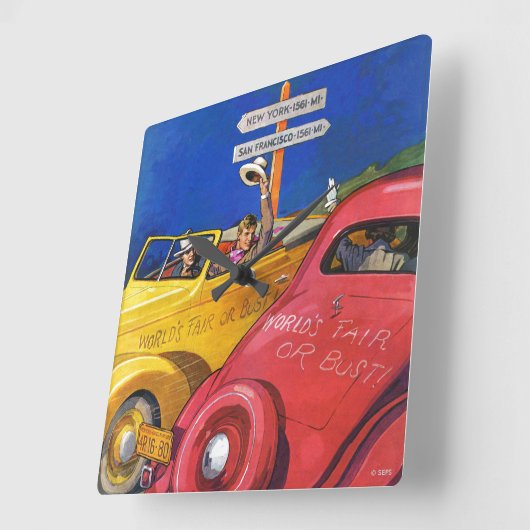 Weltausstellung oder Fehlschlag Quadratische Wanduhr (Winkel)