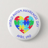 Weltautismus-Bewusstseinstag 2. April Button