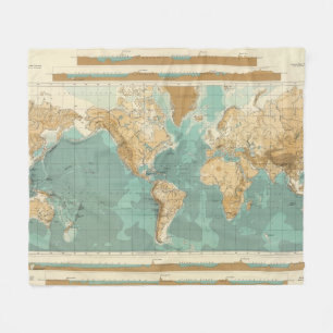 Weltbathyorographical Karte Fleecedecke