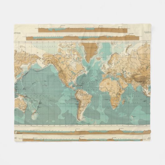 Weltbathyorographical Karte Fleecedecke (Vorderseite (Horizontal))