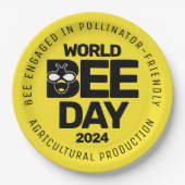 Weltbebentag Gelber Schwarzer Bestäuber Pappteller (Vorderseite)